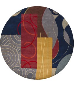 Chandra BENSE GARZA BEN-3015 7 ft. 9 in. Round Rug - Blue, Red, Gold, Grey, Brown