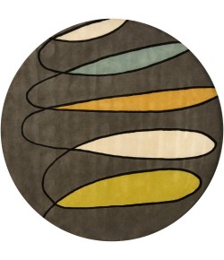 Chandra BENSE GARZA BEN-3020 7 ft. 9 in. Round Rug - Grey, Cream, Green, Orange, Blue, Black