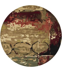 Chandra NIRVANA NIR-6601 7 ft. 9 in. Round Rug - Burgundy, Grey, Green, Tan, Black