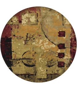 Chandra NIRVANA NIR-6602 7 ft. 9 in. Round Rug - Burgundy, Green, Tan, Black, Brown