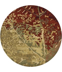 Chandra NIRVANA NIR-6604 7 ft. 9 in. Round Rug - Green, Red, Burgundy, Brown