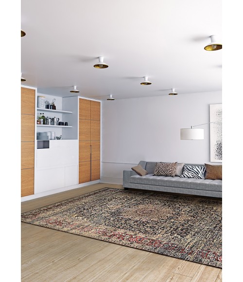 Zahara Area Rug Couristan Zahara Lotus Medallion Extra Large Black/Red/Oatmeal Area Rug