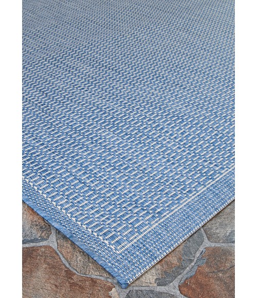 Couristan Recife Saddlestitch 8' Runner Champagne/Blue Area Rug