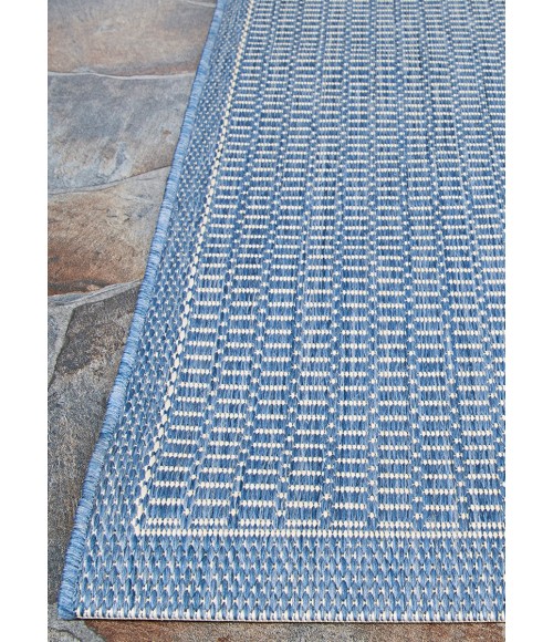 Couristan Recife Saddlestitch 8' Runner Champagne/Blue Area Rug