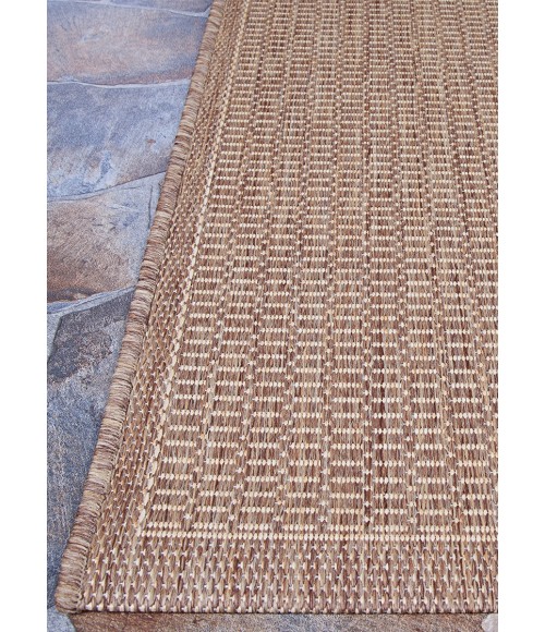 Couristan Recife Saddlestitch 9' Round Cocoa/Natural Area Rug