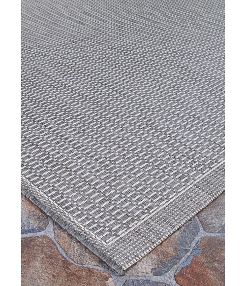 Couristan Recife Saddlestitch Square Grey/White Area Rug