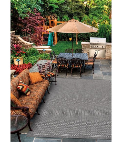 Couristan Recife Saddlestitch Square Grey/White Area Rug