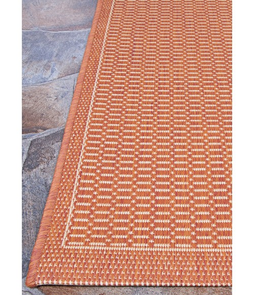 Couristan Recife Saddlestitch 9' Round Terra Cotta/Natural Area Rug