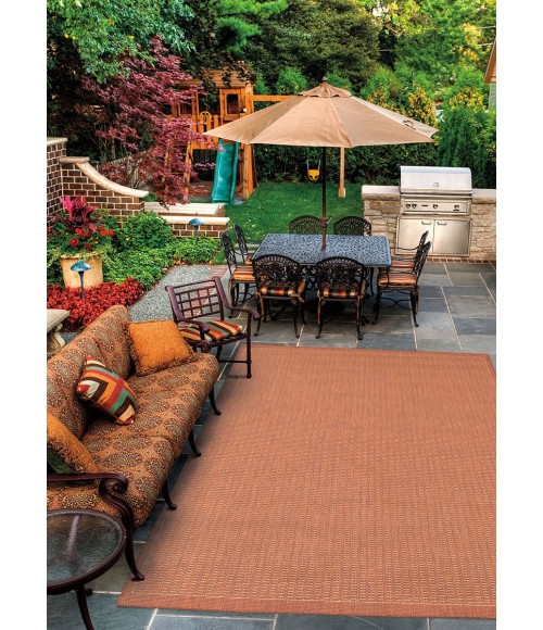 Couristan Recife Saddlestitch 2' x 4' Terra Cotta/Natural Area Rug