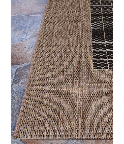 Couristan Recife Checkered Field 2' x 4' Black/Cocoa Area Rug