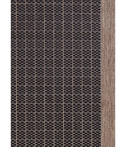Couristan Recife Checkered Field 8' Runner Black/Cocoa Area Rug