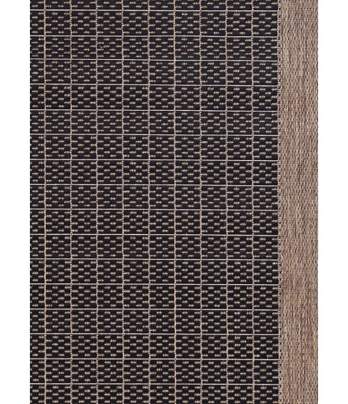 Couristan Recife Checkered Field 2' x 4' Black/Cocoa Area Rug