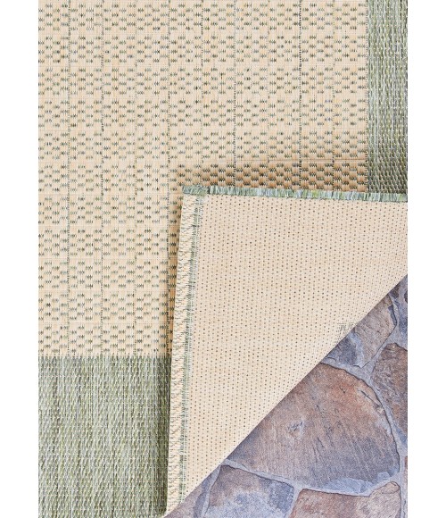 Couristan Recife Checkered Field Square Natural/Green Area Rug