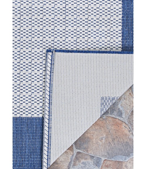 Couristan Recife Checkered Field Long Runner Ivory/Indigo Area Rug
