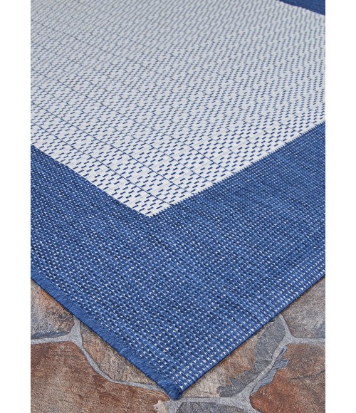 Couristan Recife Checkered Field Long Runner Ivory/Indigo Area Rug
