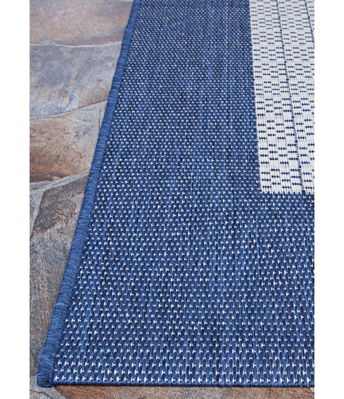 Couristan Recife Checkered Field Long Runner Ivory/Indigo Area Rug