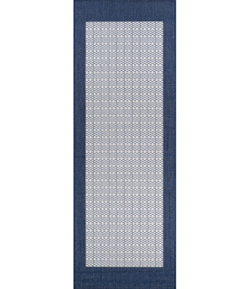 Couristan Recife Checkered Field Long Runner Ivory/Indigo Area Rug