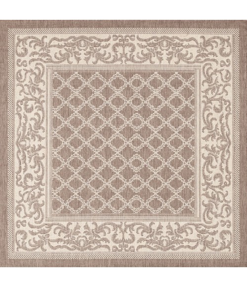 Couristan Recife Garden Lattice Square Cocoa/Natural Area Rug