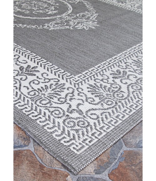 Couristan Recife Antique Medallion Long Runner Grey/White Area Rug