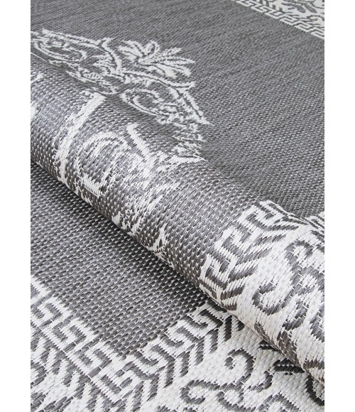 Couristan Recife Antique Medallion Long Runner Grey/White Area Rug