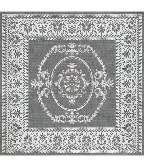 Couristan Recife Antique Medallion Long Runner Grey/White Area Rug