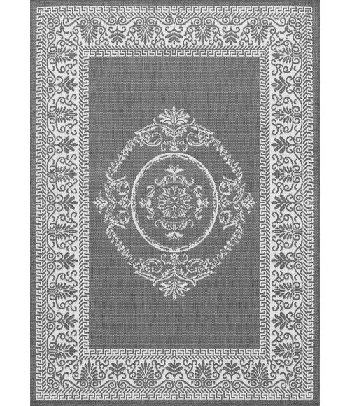 Couristan Recife Antique Medallion Long Runner Grey/White Area Rug