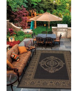 Couristan Recife Antq Medallion Black/Cocoa Area Rug 5 ft. 10 in. X 9 ft. 2 in. Rectangle