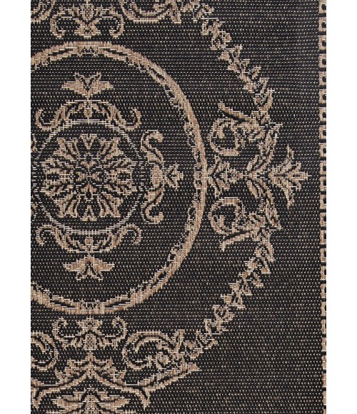 Couristan Recife Antique Medallion 2' x 4' Black/Cocoa Area Rug