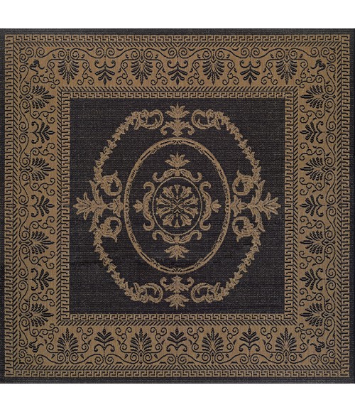 Couristan Recife Antique Medallion 2' x 4' Black/Cocoa Area Rug