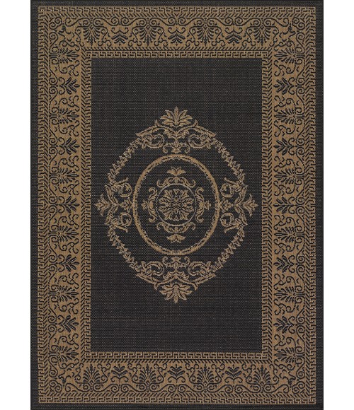 Couristan Recife Antique Medallion 2' x 4' Black/Cocoa Area Rug