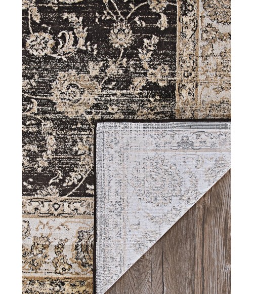 Zahara Area Rug Couristan Zahara Floral Emblem Extra Large Black/Oatmeal Area Rug