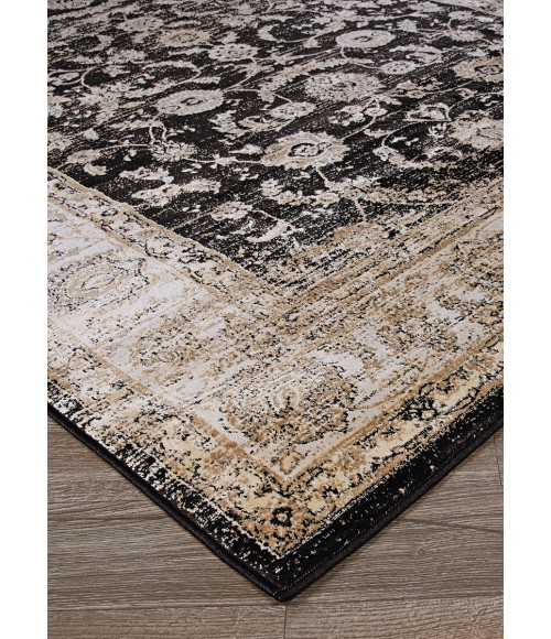 Zahara Area Rug Couristan Zahara Floral Emblem Extra Large Black/Oatmeal Area Rug