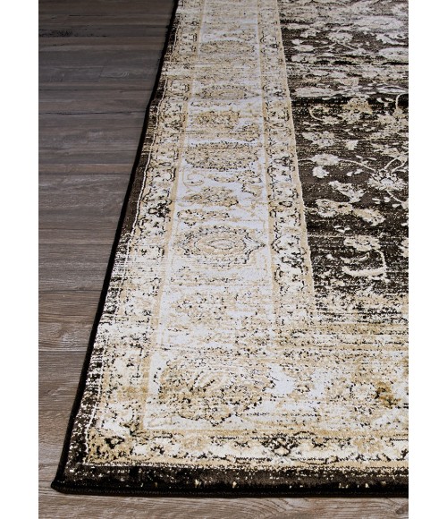 Zahara Area Rug Couristan Zahara Floral Emblem Extra Large Black/Oatmeal Area Rug