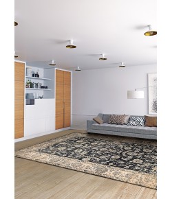Couristan Zahara Floral Emblem Black/Oatmeal Area Rug 9 ft. 2 in. X 12 ft. 5 in. Rectangle