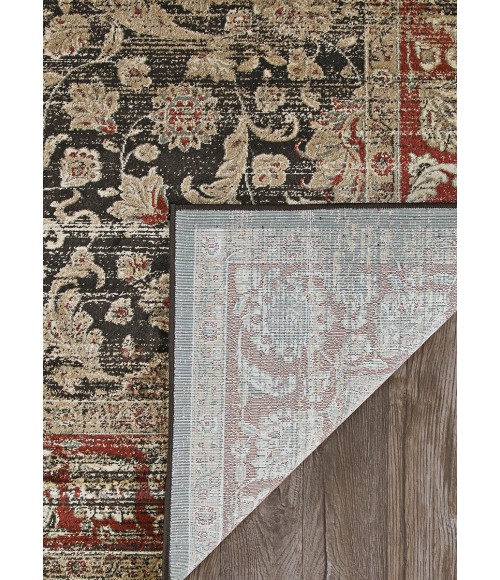 Couristan Zahara Embellished Blossom Extra Large Black/Red/Oatmeal Area Rug