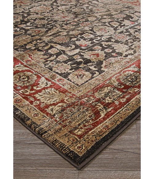 Couristan Zahara Embellished Blossom Extra Large Black/Red/Oatmeal Area Rug