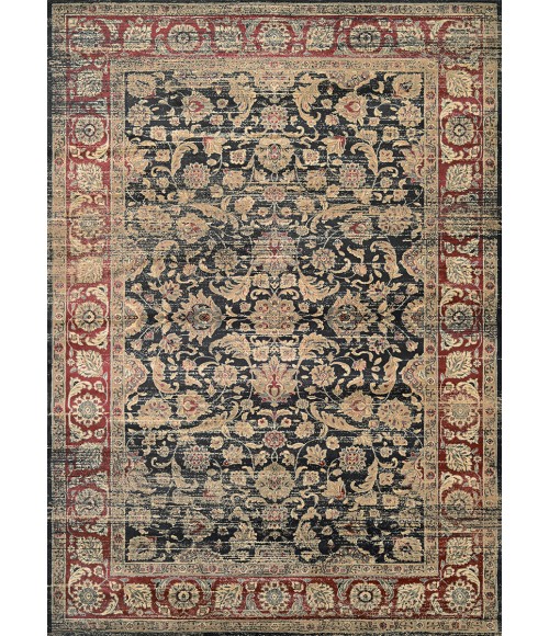 Couristan Zahara Embellished Blossom Extra Large Black/Red/Oatmeal Area Rug