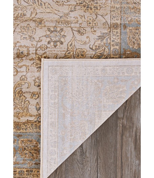 Couristan Zahara Embellished Blossom Extra Large Light Blue/Oatmeal Area Rug