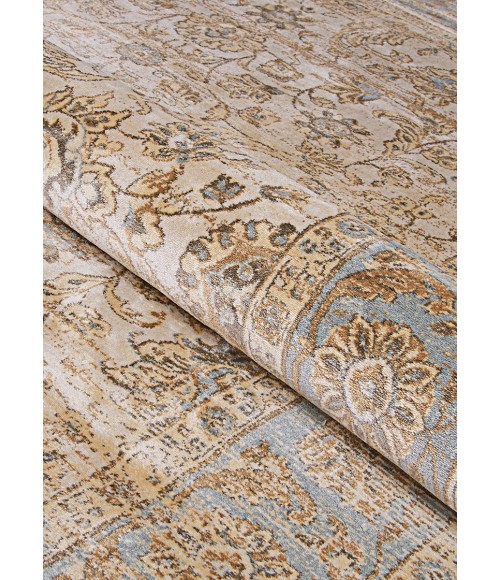 Couristan Zahara Embellished Blossom Extra Large Light Blue/Oatmeal Area Rug