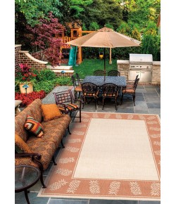 Couristan Recife Tropics Natural/Terracot Area Rug 7 ft. 6 in. X 7 ft. 6 in. Round