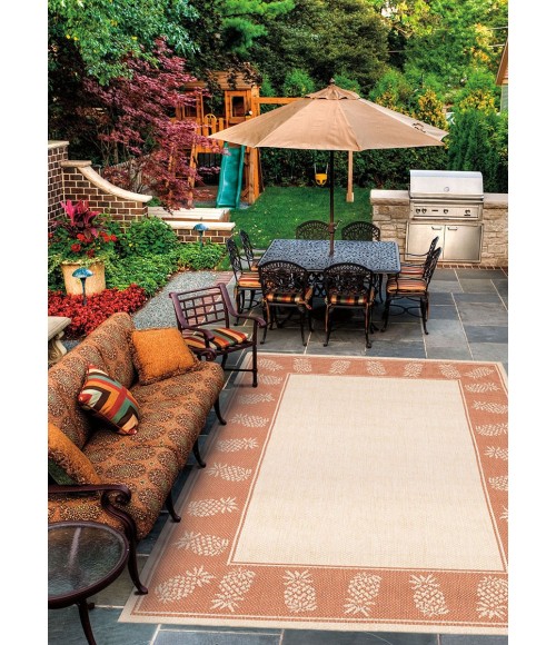 Couristan Recife Tropics 2' x 4' Natural/Terra Cotta Area Rug