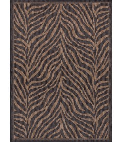 Couristan Recife Zebra Black/Cocoa Area Rug 7 ft. 6 in. X 7 ft. 6 in. Round