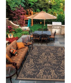 Couristan Recife Garden Cottage Black/Cocoa Area Rug 8 ft. 6 in. X 8 ft. 6 in. Square