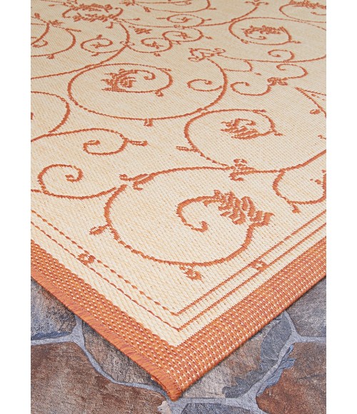 Couristan Recife Veranda 8' Runner Natural/Terra Cotta Area Rug