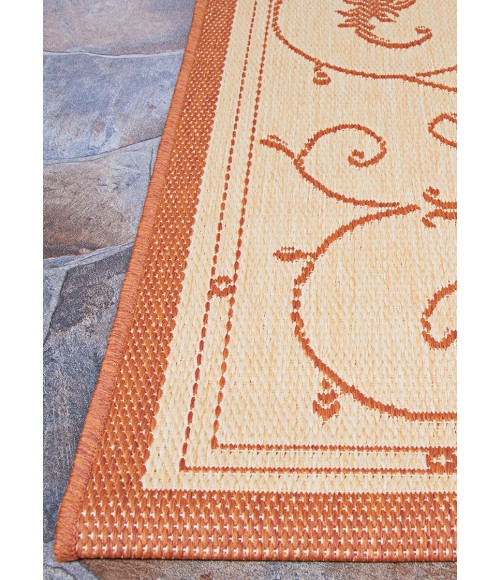 Couristan Recife Veranda 8' Runner Natural/Terra Cotta Area Rug