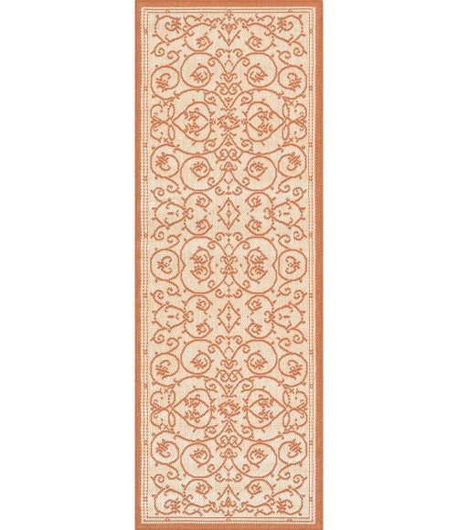 Couristan Recife Veranda 8' Runner Natural/Terra Cotta Area Rug