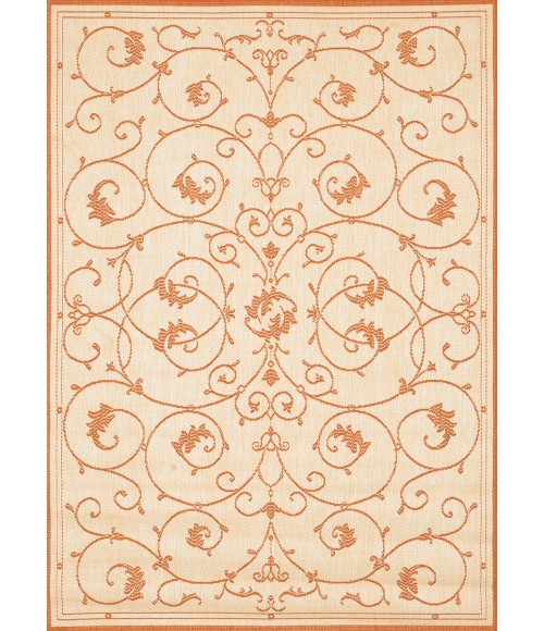 Couristan Recife Veranda 8' Runner Natural/Terra Cotta Area Rug