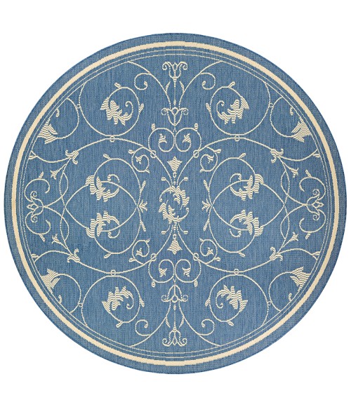 Couristan Recife Veranda 5' x 8' Champagne/Blue Area Rug