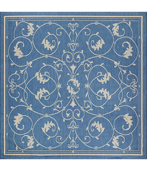 Couristan Recife Veranda 5' x 8' Champagne/Blue Area Rug