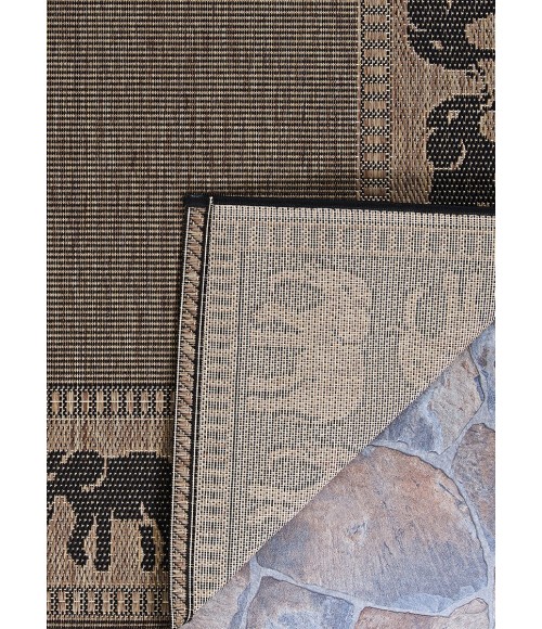 Recife Area Rug Couristan Recife Elephant 9' Round Cocoa/Black Area Rug